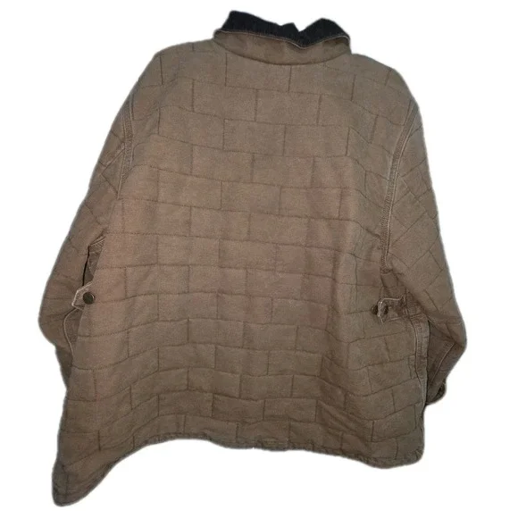 Carhartt Quilted Canvas Work Jacket Brown Corduroy Collar Mens XL - Picture 11 of 15